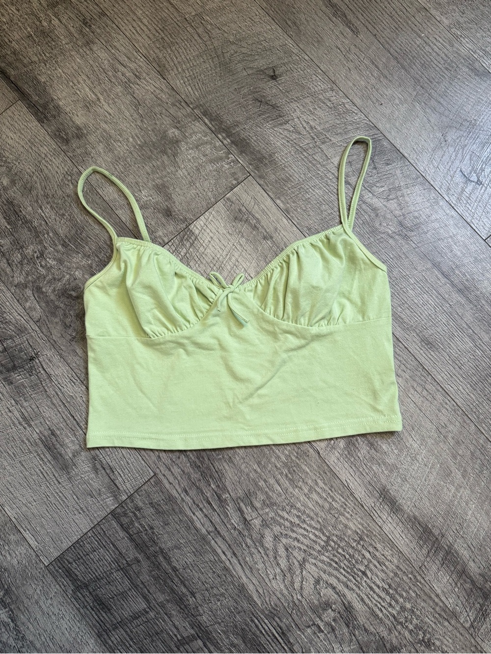 SHEIN Women's Size S Green Solid Knit Bow Camisole Adjustable Straps
